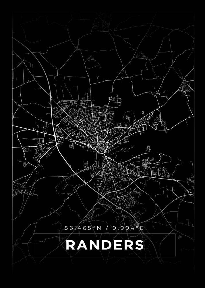 Bildverkstad Map - Randers - Black Poster