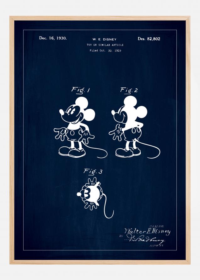 Bildverkstad Patenttekening - Disney - Mickey Mouse - Zwart Poster