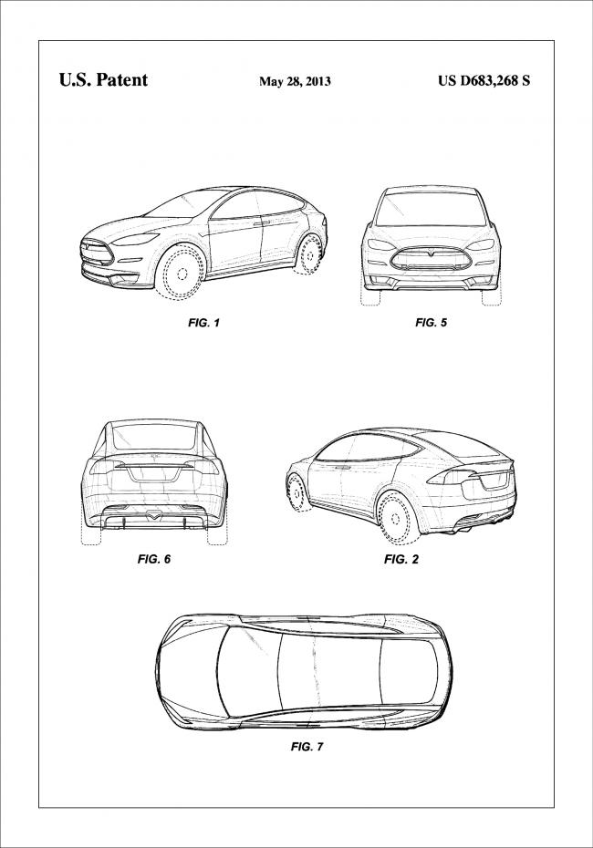 Bildverkstad Patent Print - Tesla - White