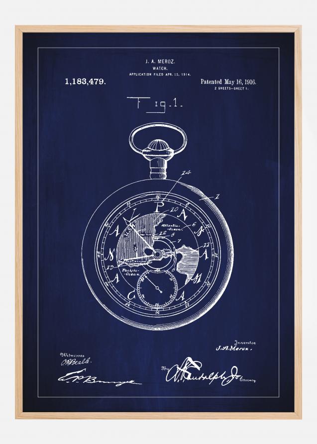 Bildverkstad Patenttekening - Zakhorloge - Blauw Poster