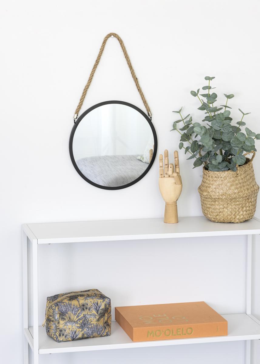 KAILA KAILA Ronde Spiegel Rope - Zwart 30 cm Ø