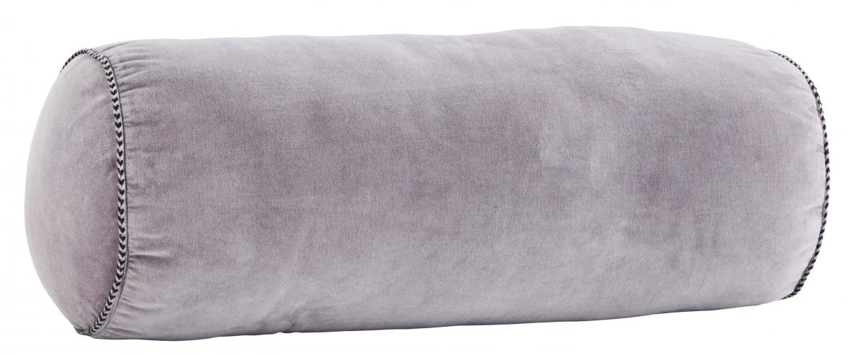 Madam Stoltz Cilinder kussen Velvet - Dusty Lilca 20x50 cm Ø