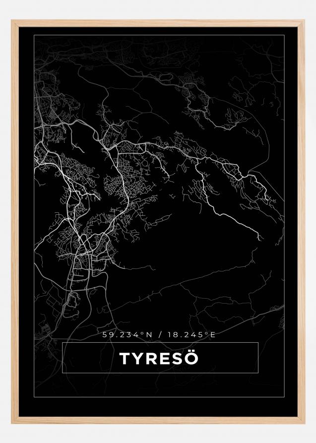 Bildverkstad Map - Tyresö - Black Poster