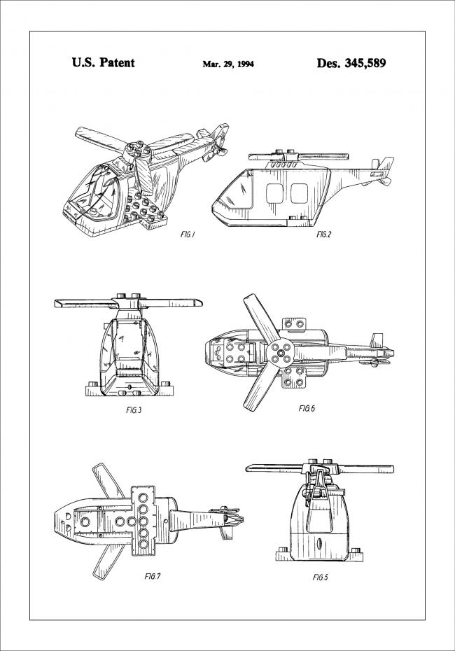 Bildverkstad Patent Print - Lego Helicopter - White Poster