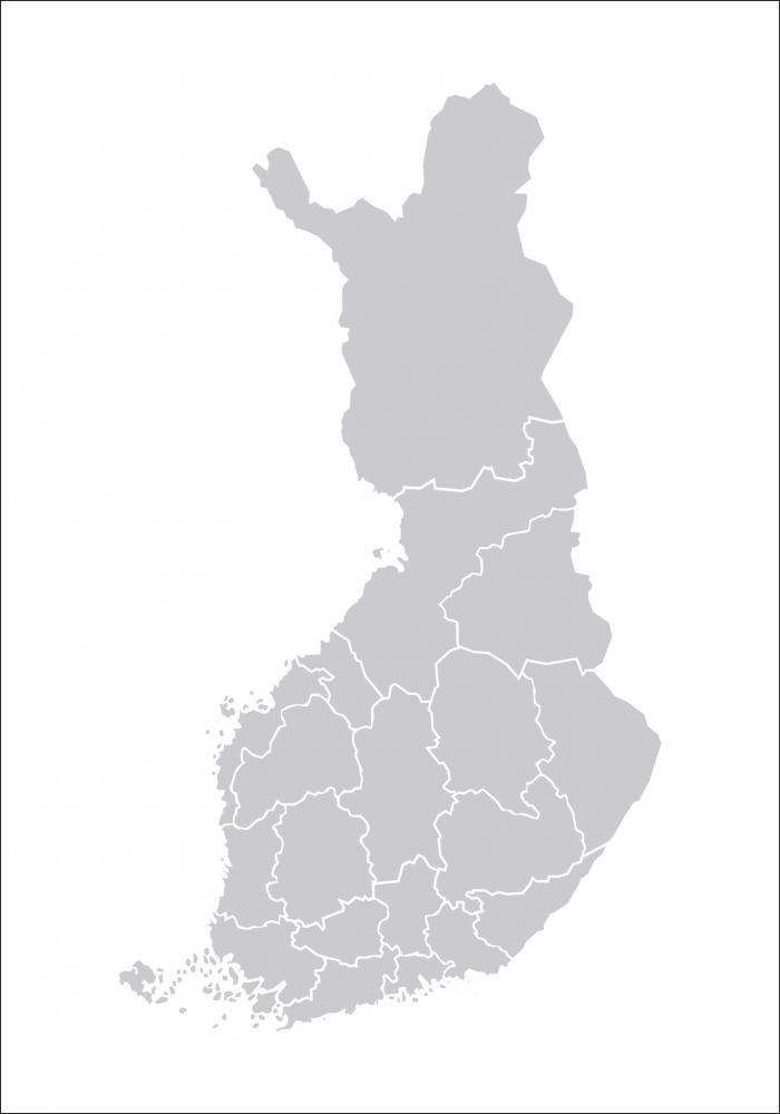 Bildverkstad Map - Finland - Grijs Poster