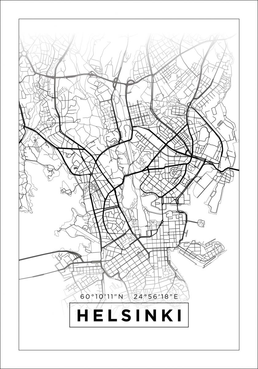 Bildverkstad Map - Helsinki - White Poster
