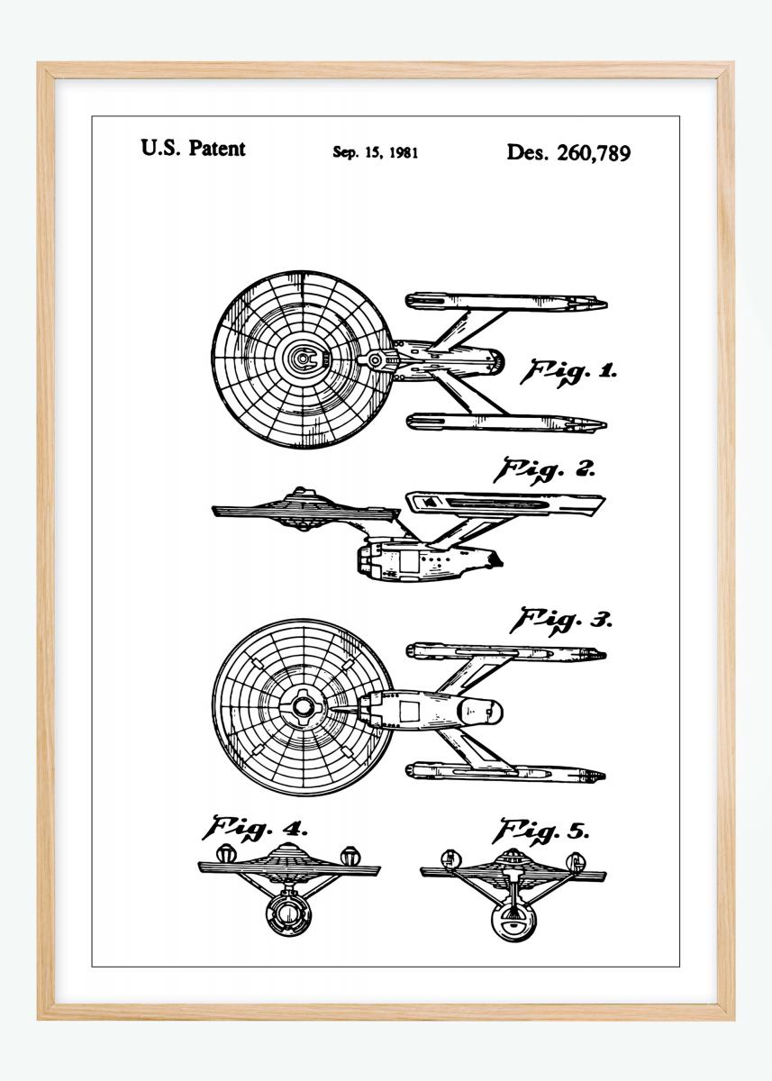 Lagervaror egen produktion Patenttekening - Star Trek - USS Enterprise Poster
