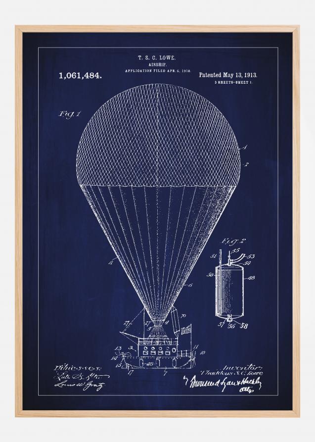 Bildverkstad Patenttekening - Luchtschip - Blauw Poster