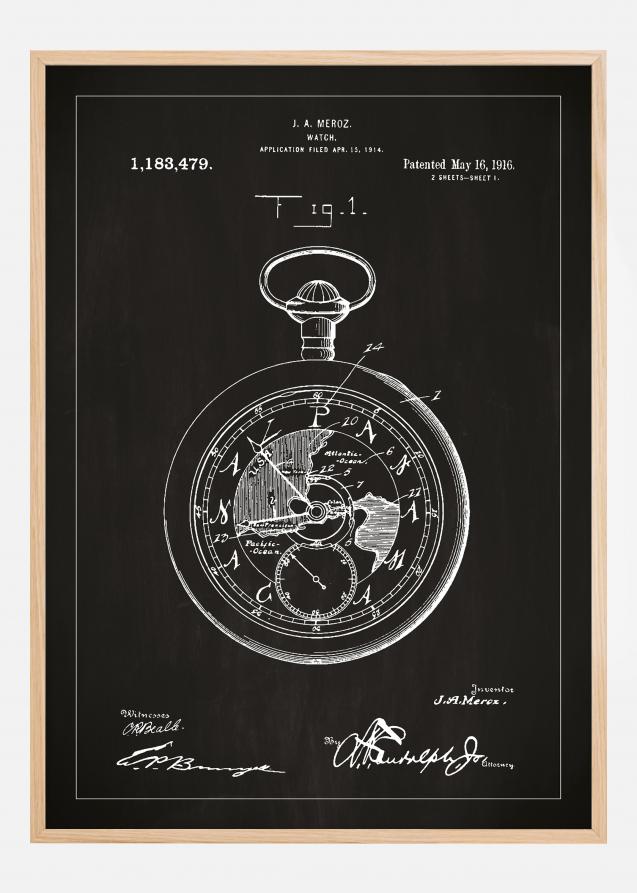 Bildverkstad Patenttekening - Zakhorloge - Zwart Poster