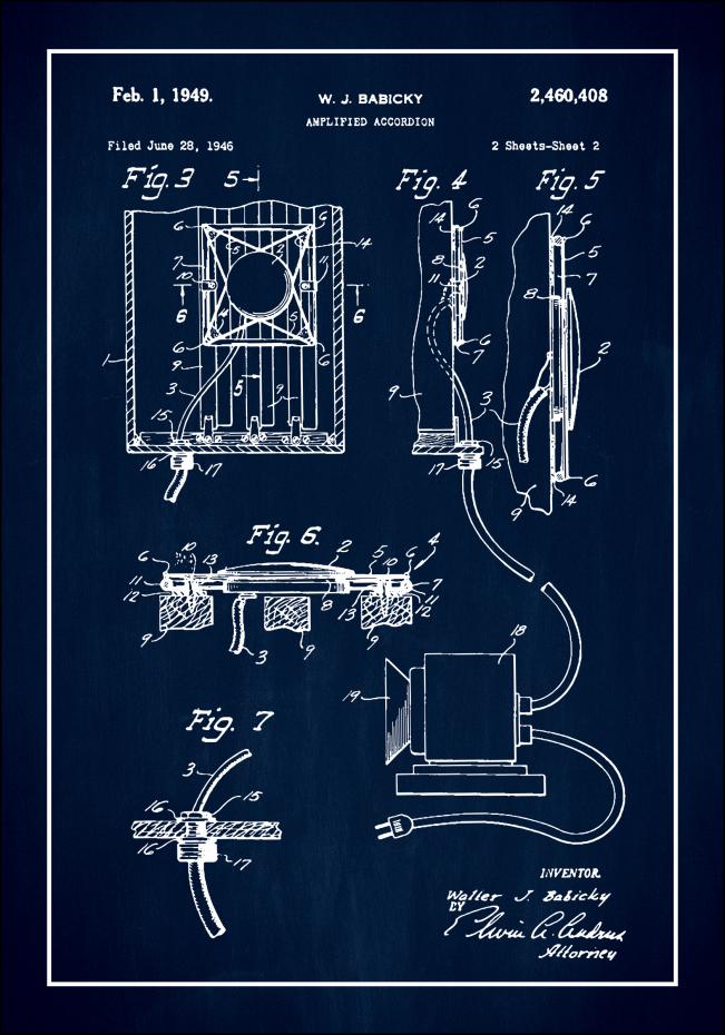 Bildverkstad Patent Print - Amplified Accordion II - Blue