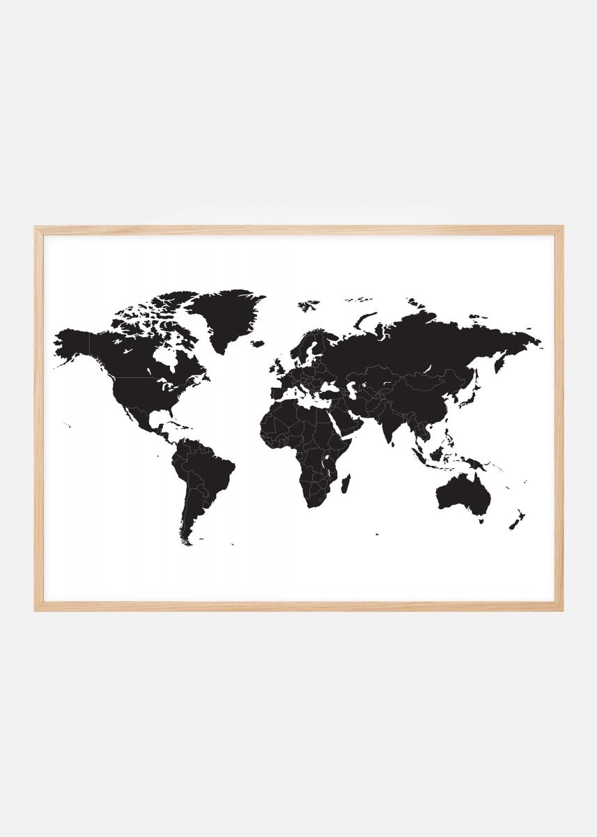 Lagervaror egen produktion Wereldkaart - Zwart Poster