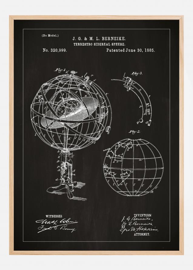 Bildverkstad Patenttekening - Astronomisch model - Zwart Poster