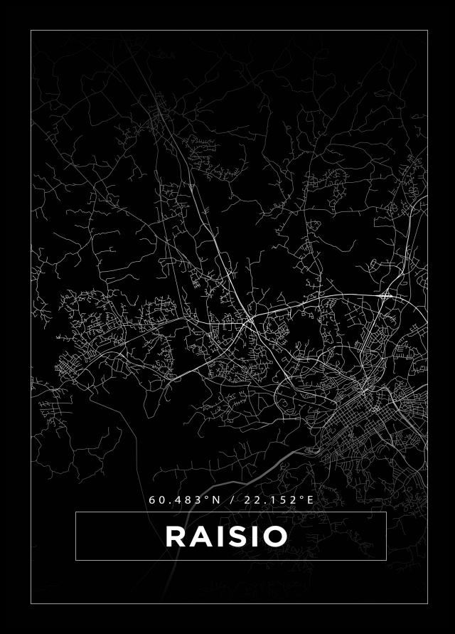 Bildverkstad Map - Raisio - Black Poster