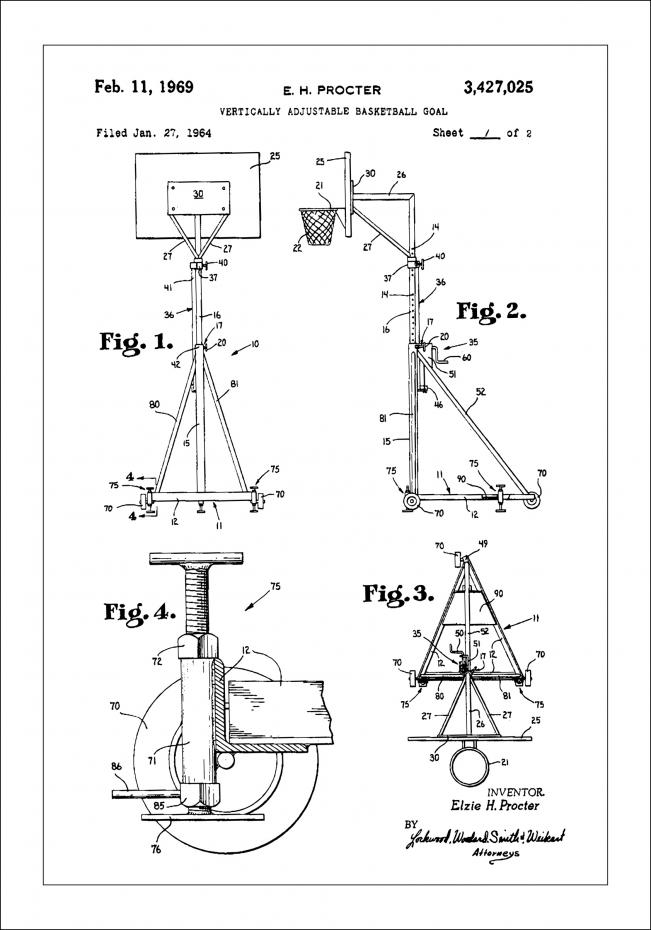 Bildverkstad Patent Print - Basketball - White Poster