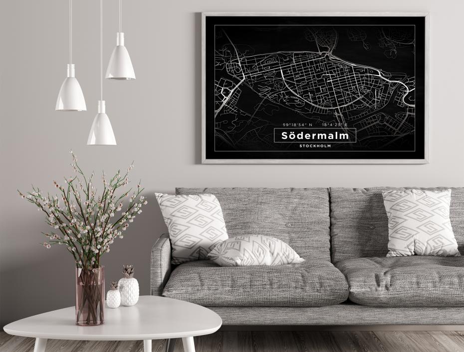 Bildverkstad Map - Sdermalm - Black Poster