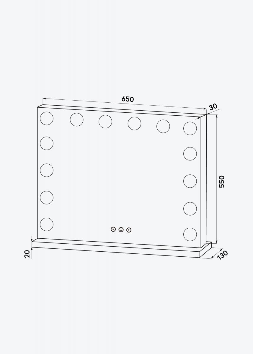 KAILA KAILA Make-up spiegel Base LED 14 Zwart 65x56 cm