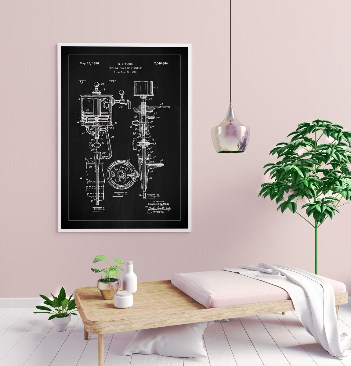 Bildverkstad Patent Print - Portable Cold Beer Dispenser - Black Poster