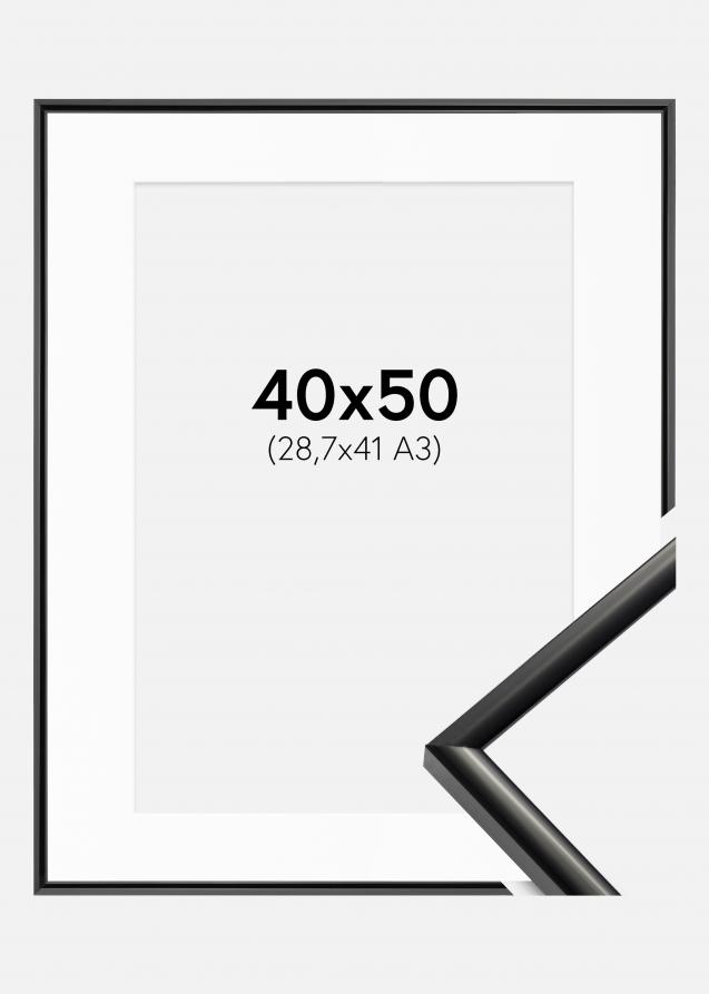 Ram med passepartou Fotolijst New Lifestyle Zwart 40x50 cm - Passe-partout Wit 29,7x42 cm (A3)