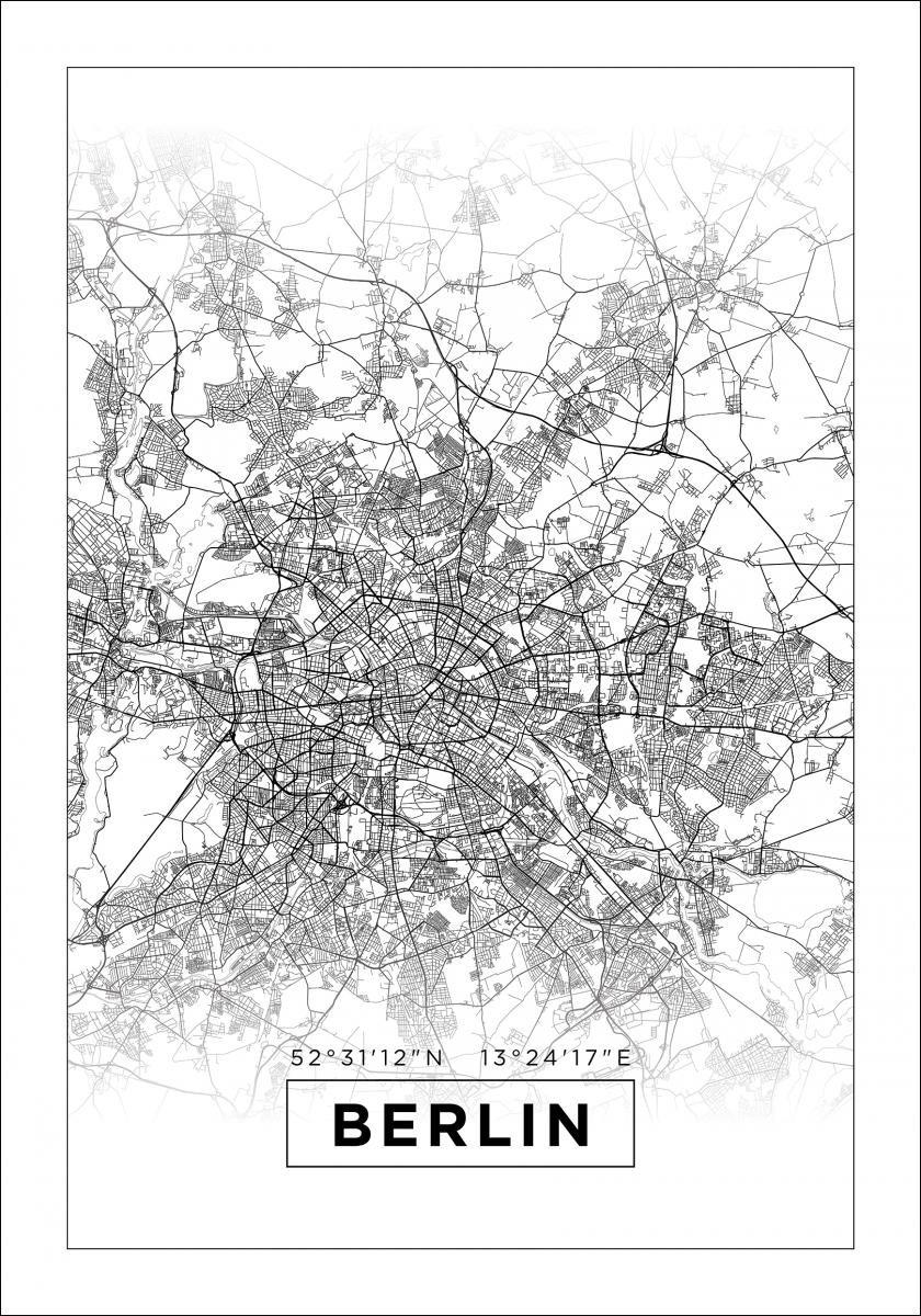 Bildverkstad Map - Berlin - White Poster