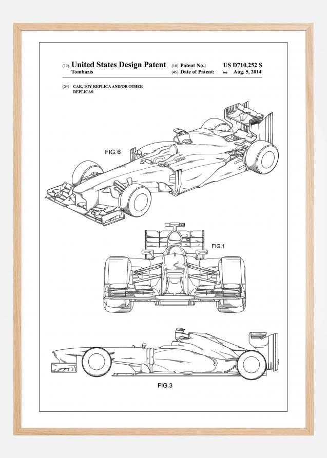 Bildverkstad Patent Print - Formula 1 Racing Car - White Poster