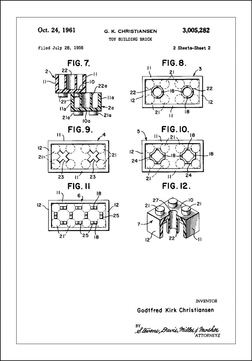 Bildverkstad Patent Print - Lego Block II - White Poster
