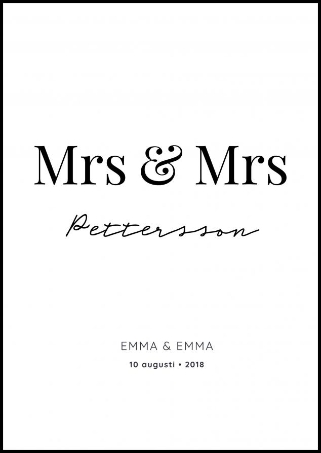 Personlig poster Mrs Mrs - White