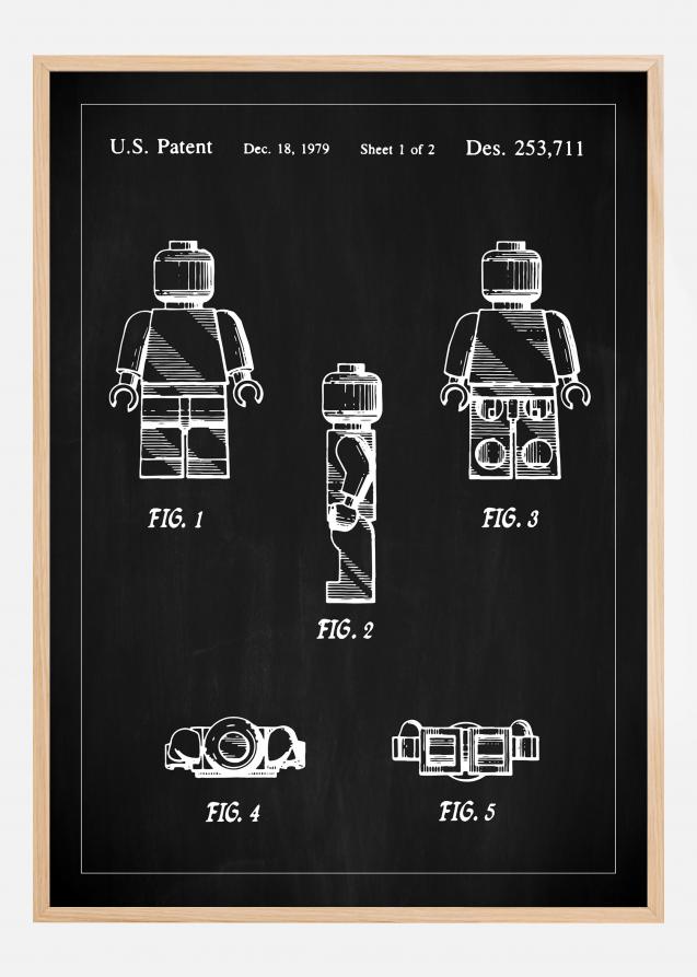 Bildverkstad Patenttekening - Lego I - Zwart Poster