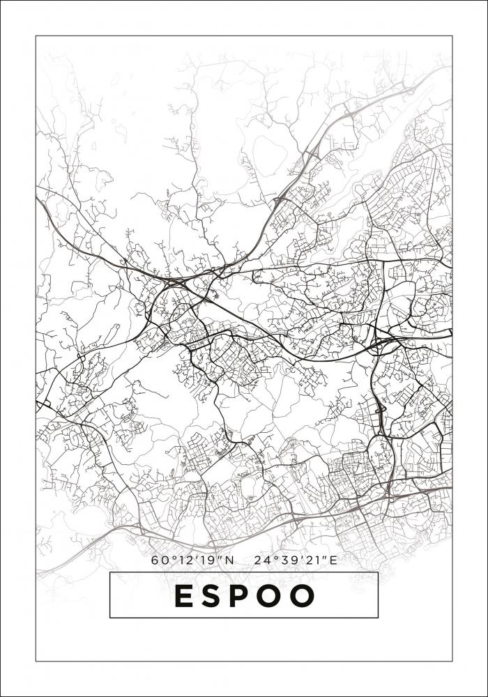 Bildverkstad Map - Espoo - White Poster