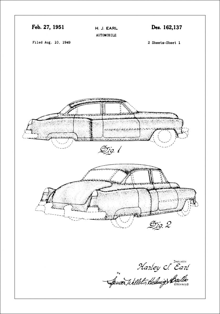 Bildverkstad Patenttekening - Cadillac I Poster