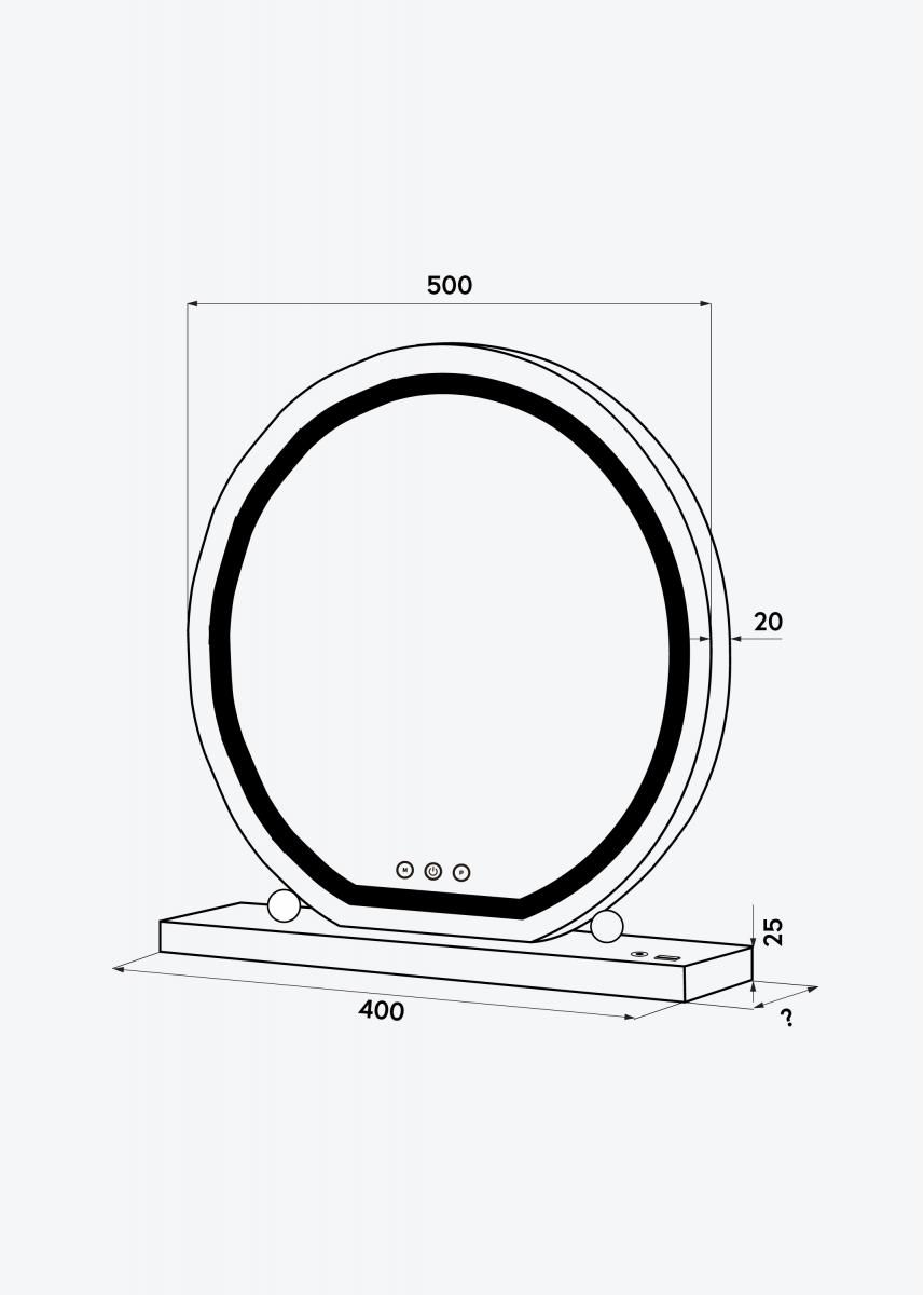 KAILA KAILA Make-up spiegel Round LED Zwart 50 cm Ø