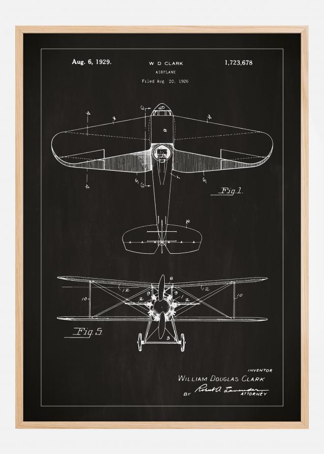 Bildverkstad Patenttekening - Vliegtuig - Zwart Poster