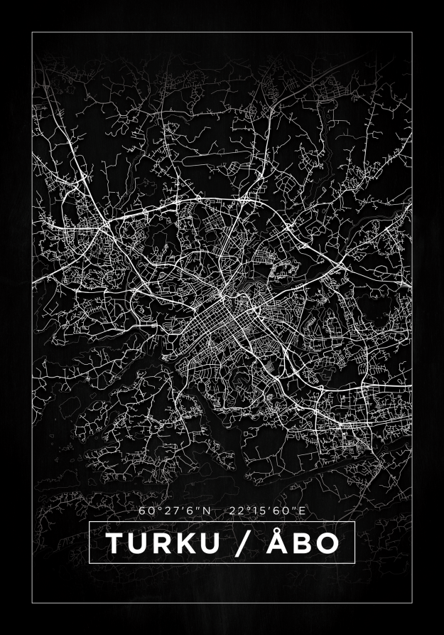 Bildverkstad Map - Turku / Åbo - Black Poster