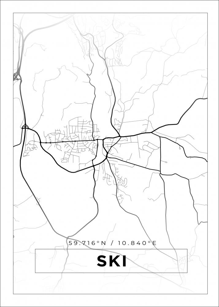 Bildverkstad Map - Ski - White Poster