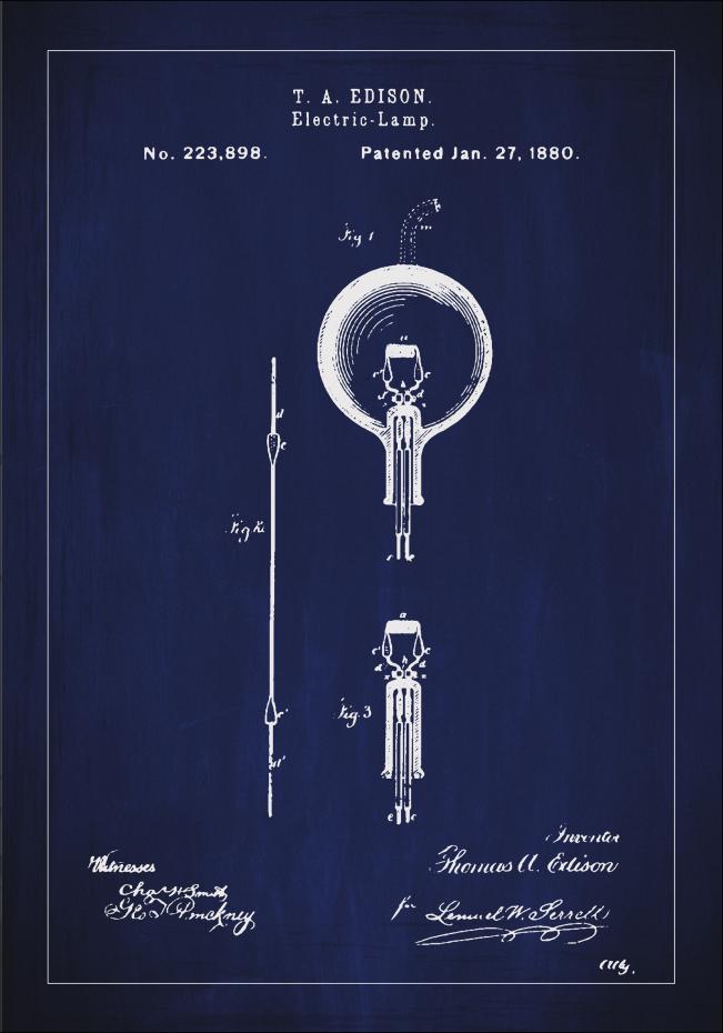 Bildverkstad Patenttekening - Gloeilamp B - Blauw Poster
