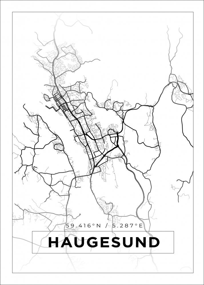 Bildverkstad Map - Haugesund - White Poster