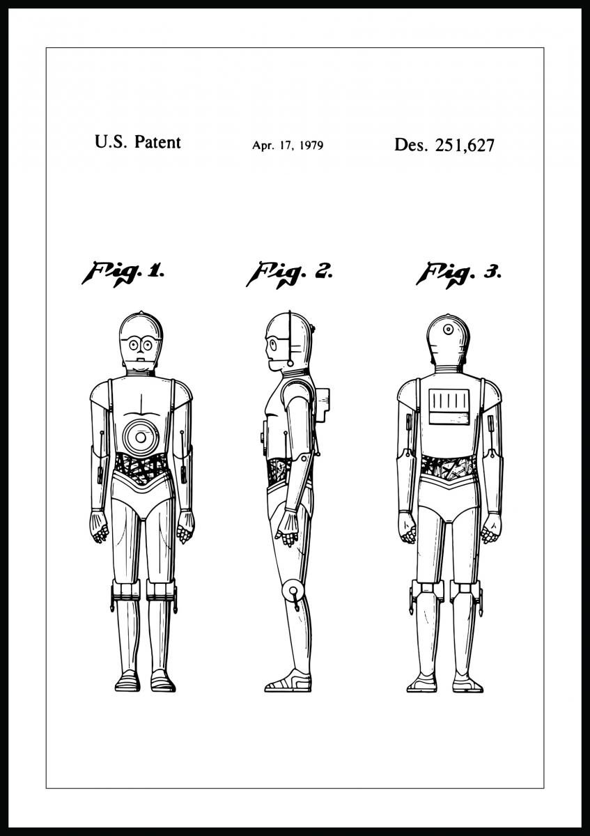 Lagervaror egen produktion Patenttekening - Star Wars - C-3PO Poster