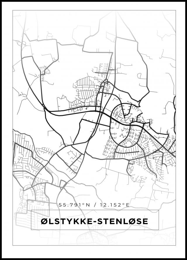 Bildverkstad Map - Ølstykke-Stenløse - White Poster