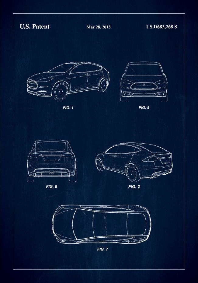 Bildverkstad Patent Print - Tesla - Blue