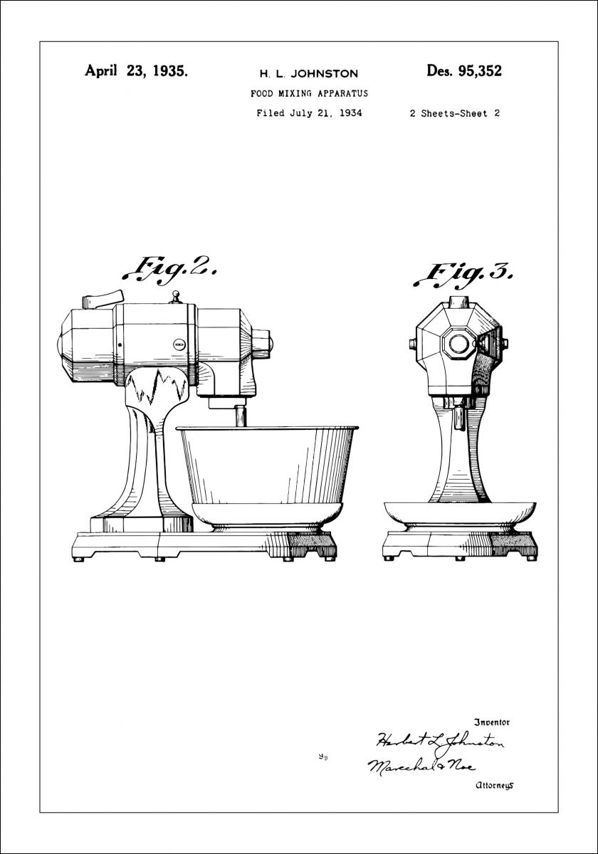 Bildverkstad Patenttekening - Mixer II Poster