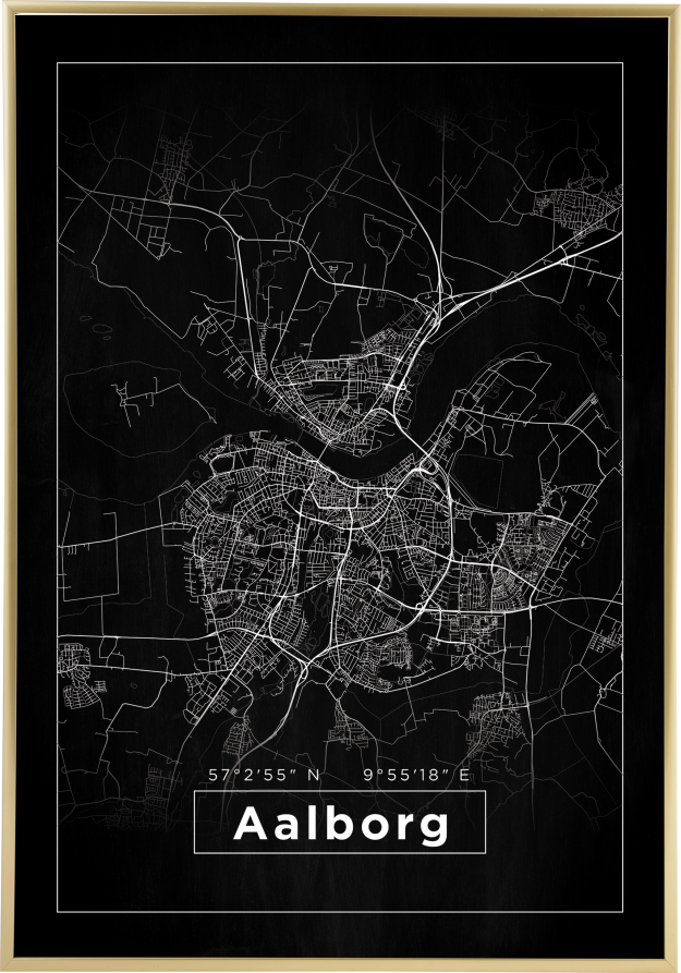 Bildverkstad Map - Aalborg - Black Poster