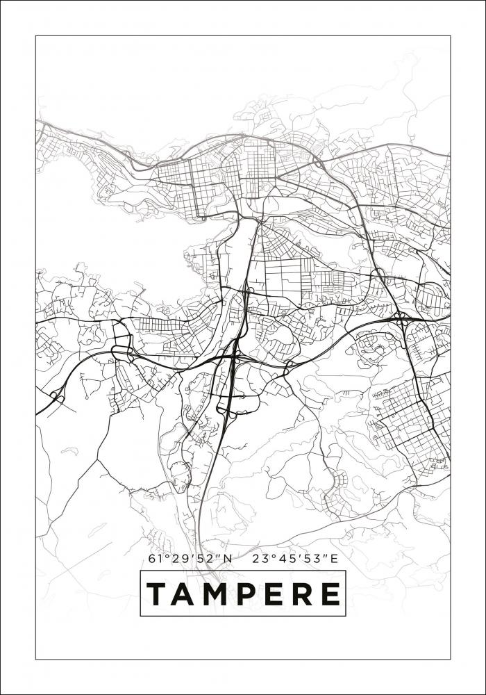 Bildverkstad Map - Tampere - White Poster