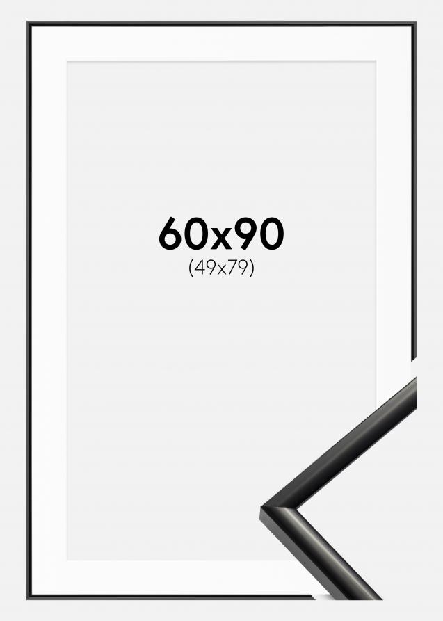 Ram med passepartou Fotolijst New Lifestyle Zwart 60x90 cm - Passe-partout Wit 50x80 cm