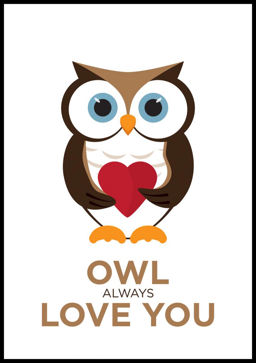 Bildverkstad Owl Always Love you - Brown-Black Poster