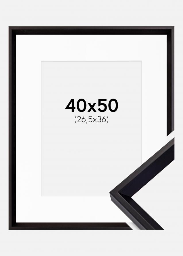 Ram med passepartou Fotolijst Globe Zwart 40x50 cm - Passe-partout Wit 27,5x37 cm