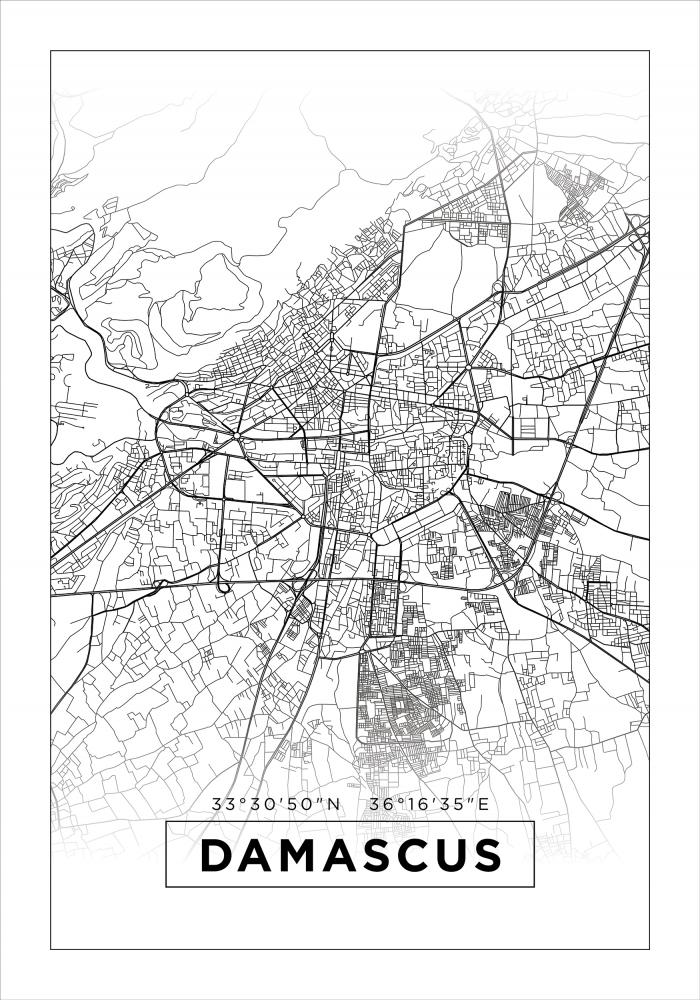 Bildverkstad Map - Damascus - White Poster