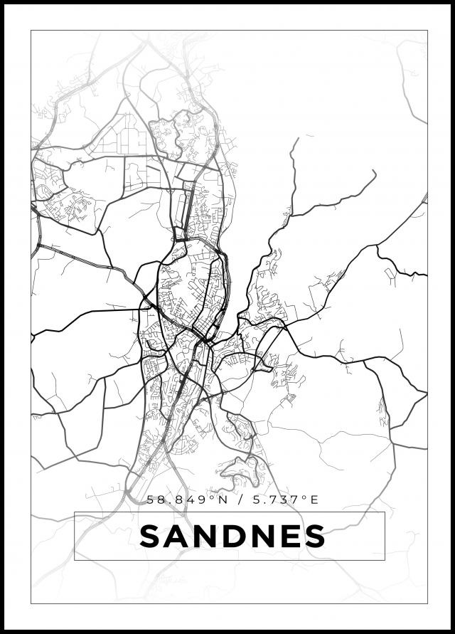 Bildverkstad Map - Sandnes - White Poster