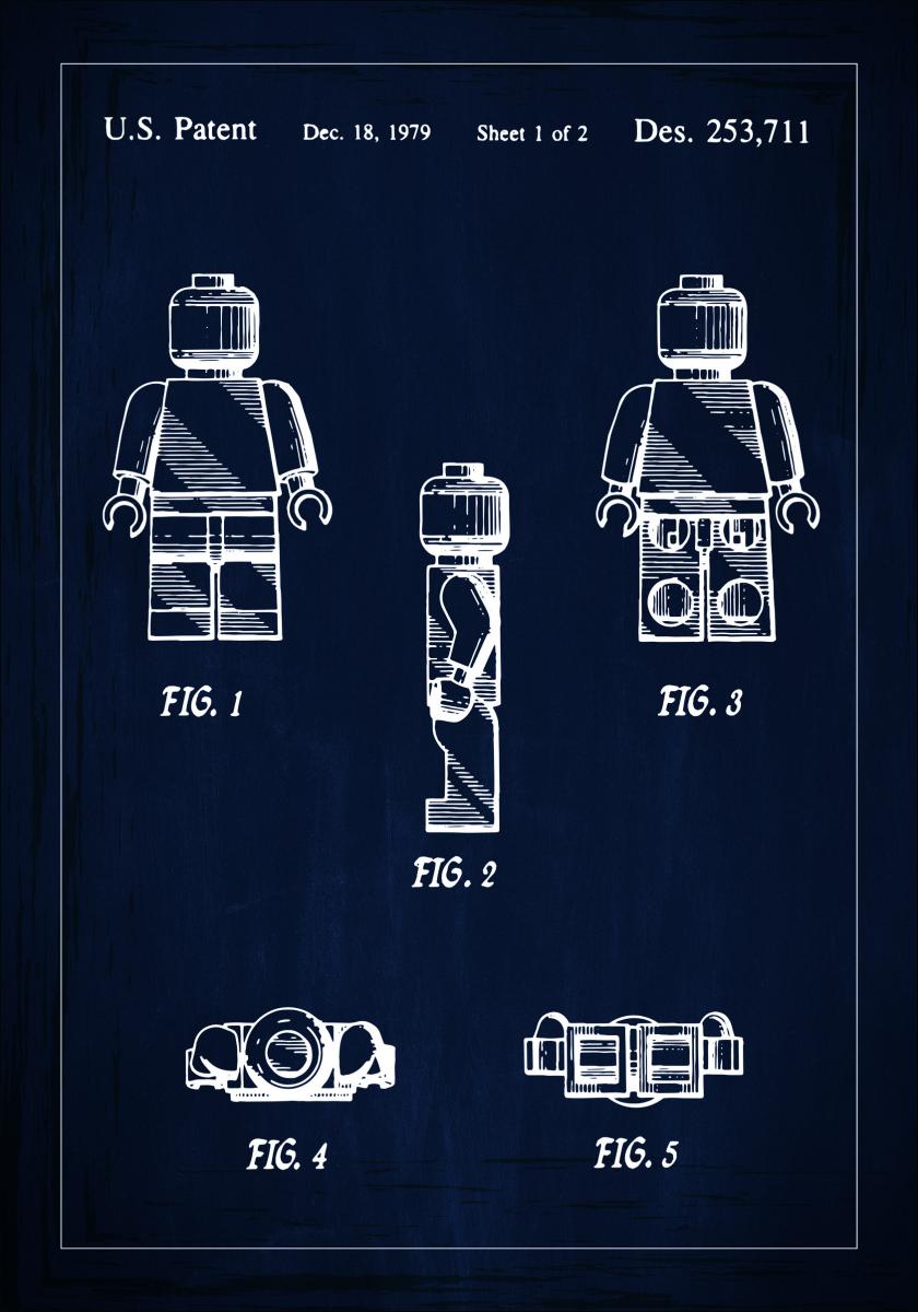 Lagervaror egen produktion Patenttekening - Lego I - Blauw Poster
