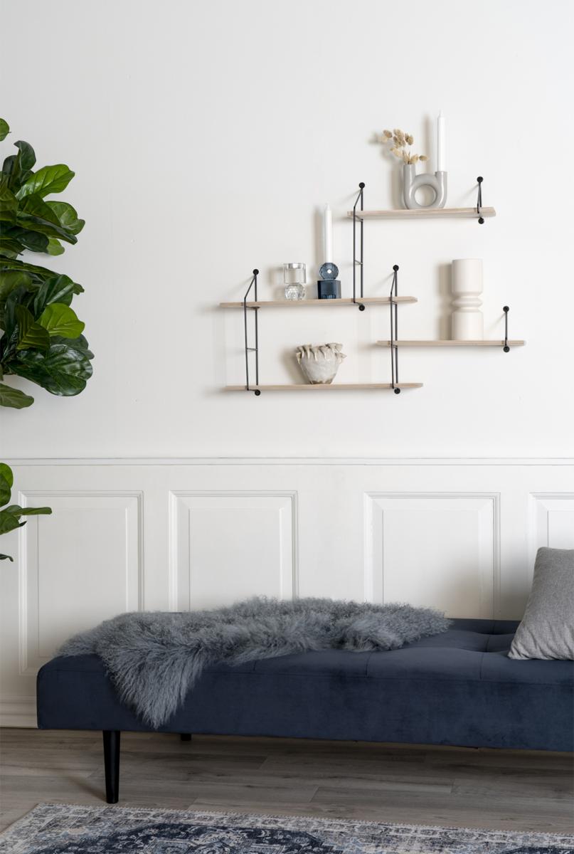 House Nordic Wandplank Harlem 99x62 cm - Zwart/Hout
