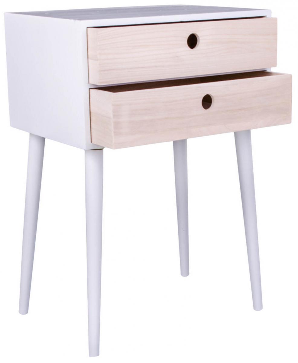 House Nordic Nachtkastje Rimini 32x45 cm - Wit/Hout