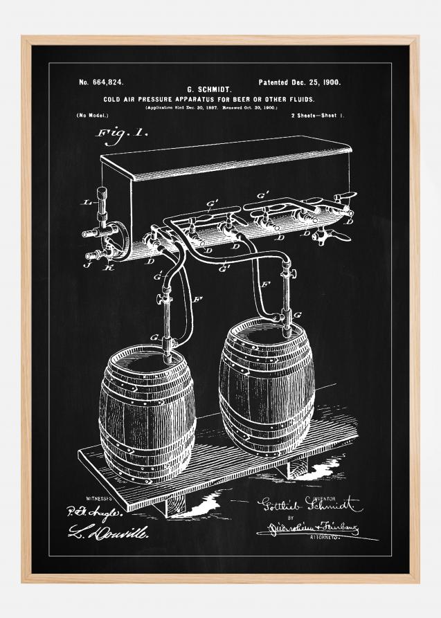 Bildverkstad Patent Print - Beer Kegs - Black Poster